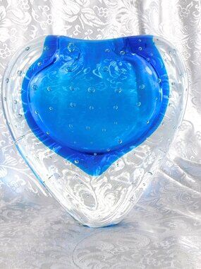 Blue Bullicante Heart Shaped Vase # 27252